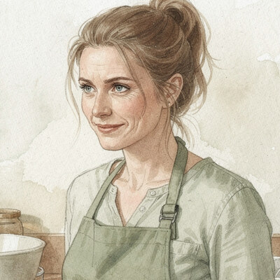 Portrait d'Élise Gautier dans sa cuisine